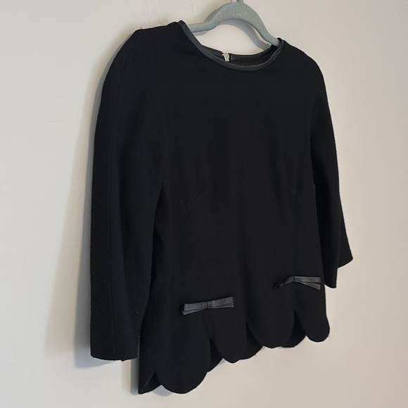 Milly Fitted Scalloped 3/4 Sleeve wool top size 6 - Picture 3 of 11